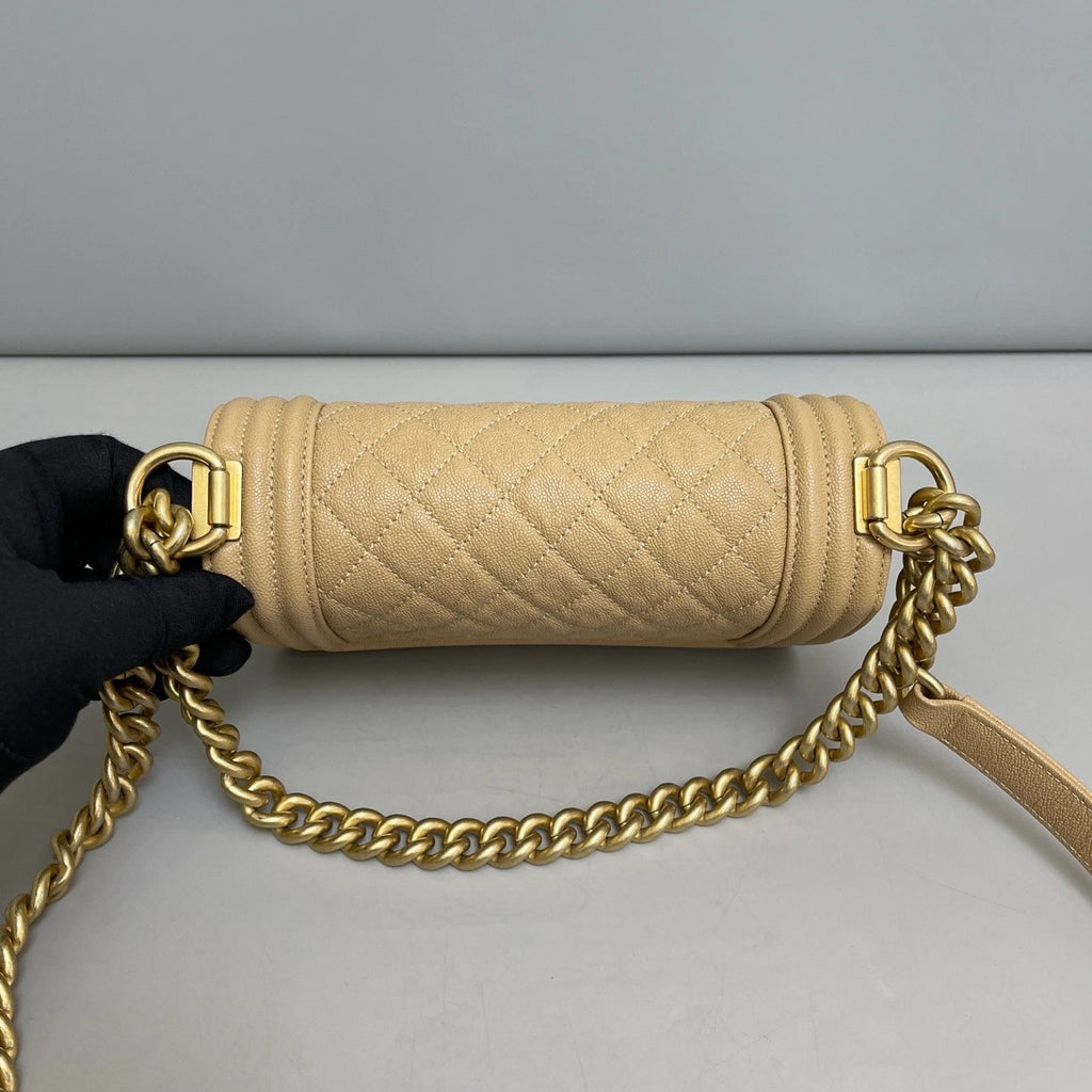 Chanel Leboy PM Calfskin Shoulder Bag Crossbody Bag Beige Women