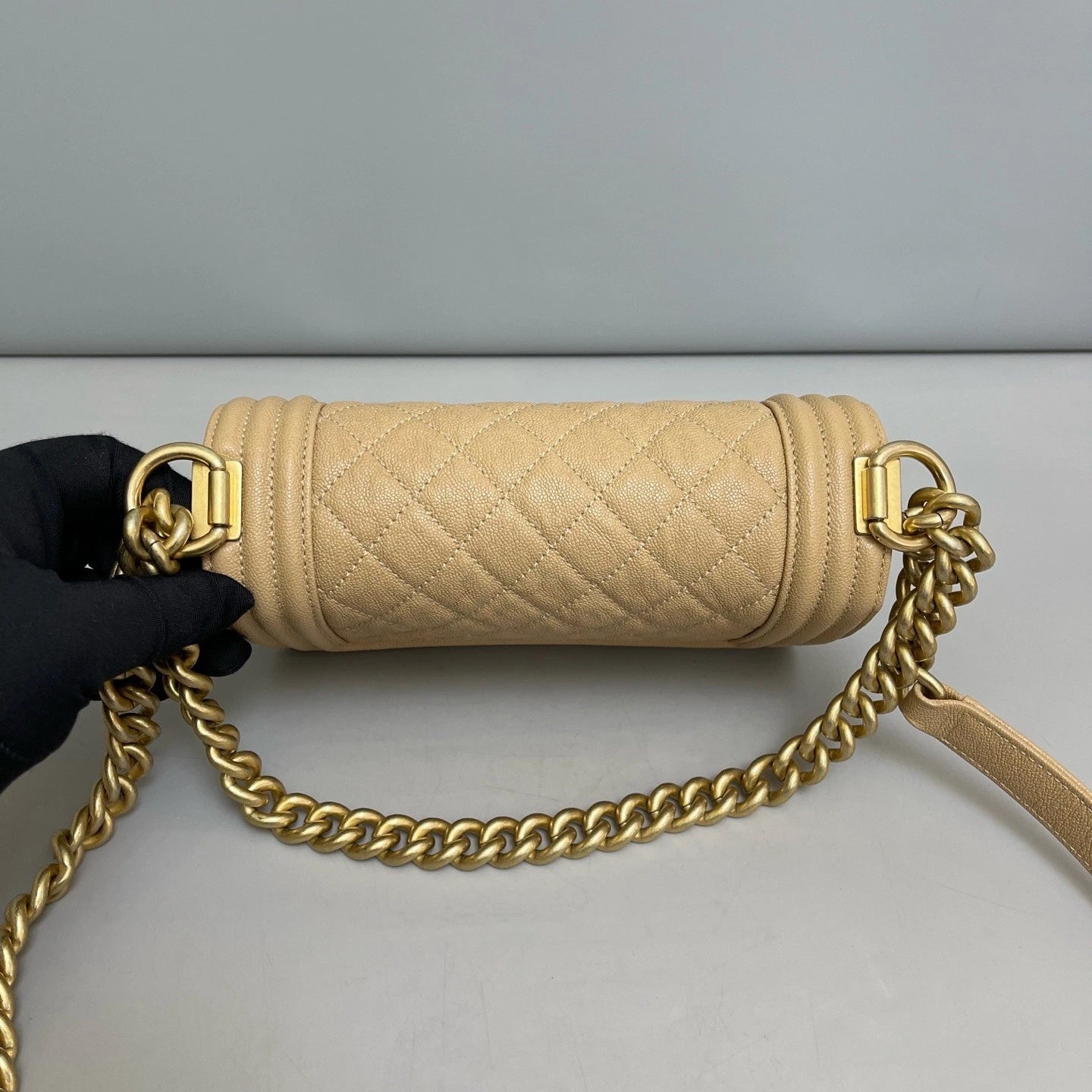 Chanel Leboy PM Calfskin Shoulder Bag Crossbody Bag Beige Women