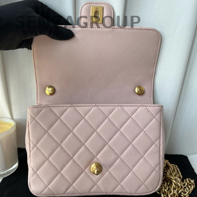 Chanel Classic Flap Pink Gold Double Chain Shoulder Bag Quilted Fashion