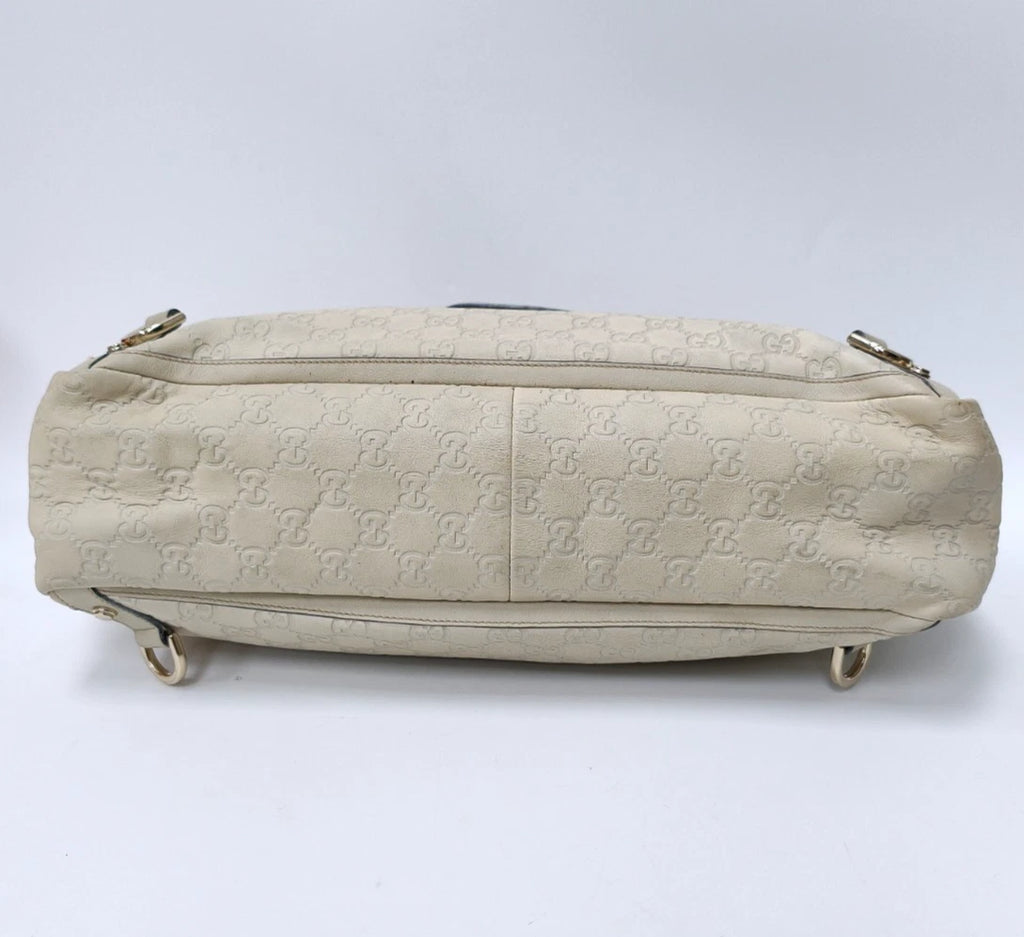 Gucci Abbey D-Ring Tote Handbag Shoulder Bag Ivory Gold Women Classic