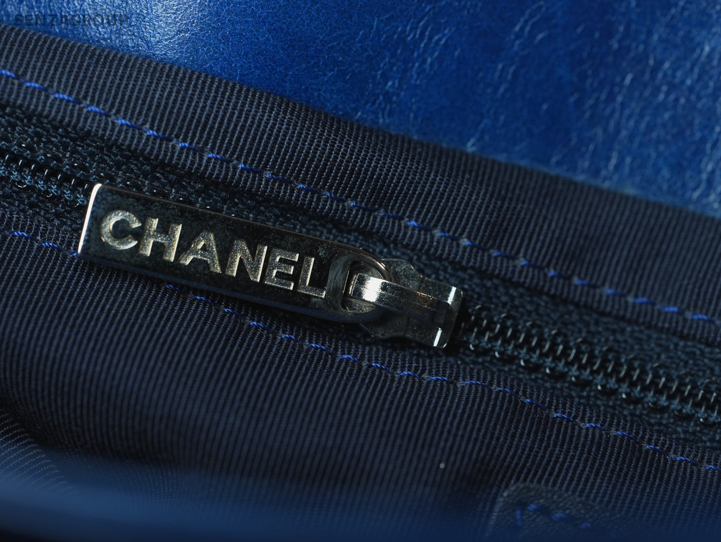 CHANEL Oil wax leather Sapphire blue Hobo Shoulder Bag Crossboy