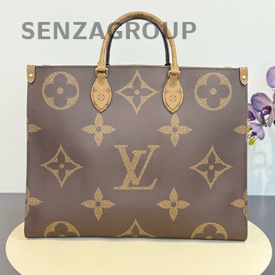 Louis Vuitton OnTheGo GM Tote Bag Brown Gold Hardware Classic Women