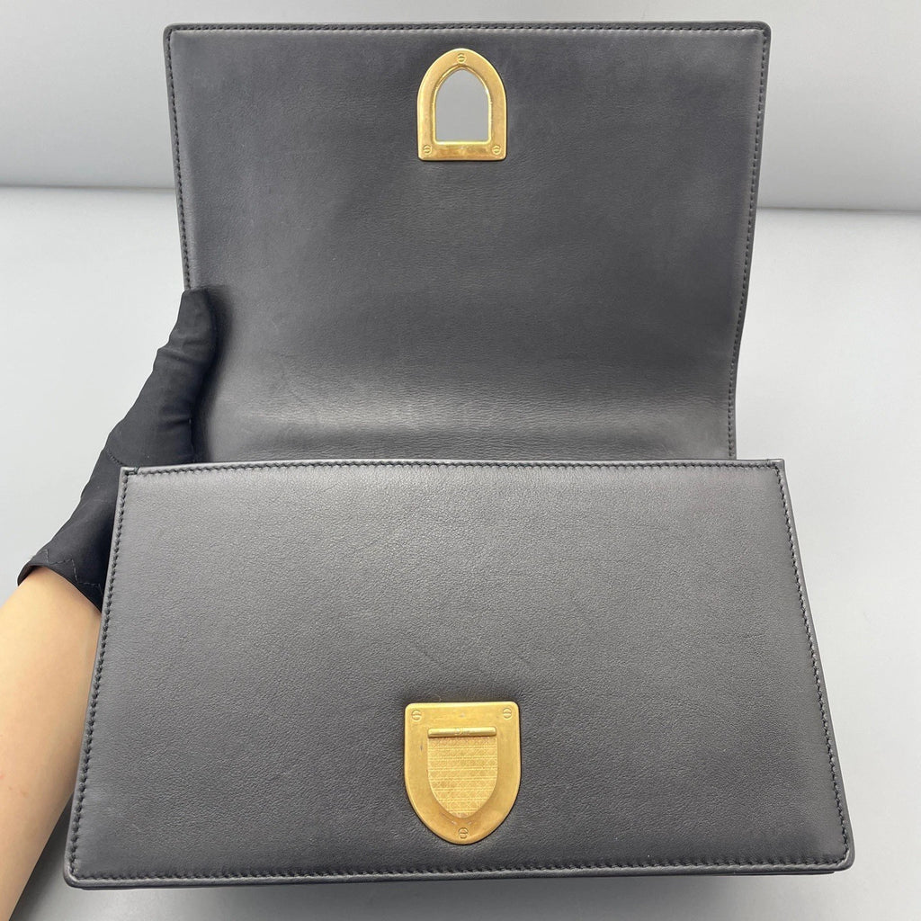 Christian Dior Diorama MM Chain Shoulder Bag Black Gold Hardware Women