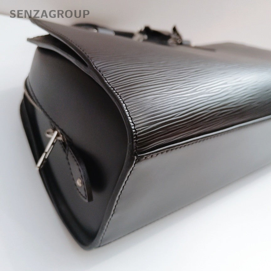 Louis Vuitton Epi Top Handle Bag Black Silver Used Women Classic