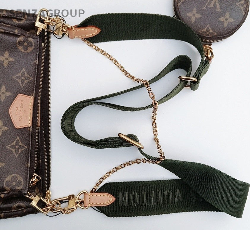 Louis Vuitton Monogram Chain Shoulder Bag Brown Gold Used Women Classic