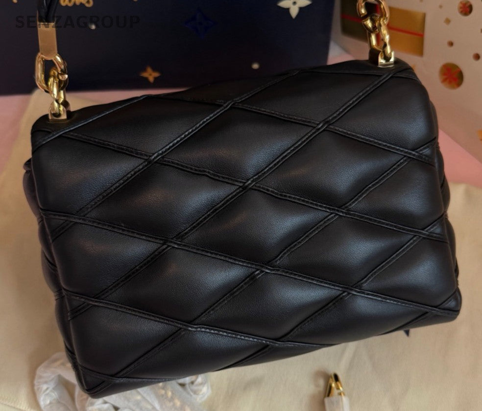 Louis Vuitton GO-14 MM Top Handle Bag Chain Crossbody Black Gold Women Classic