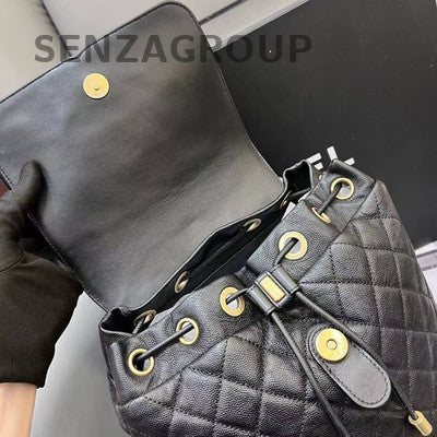 Chanel Vanity Case Black Gold Small Backpack Quilted Women's Fashion