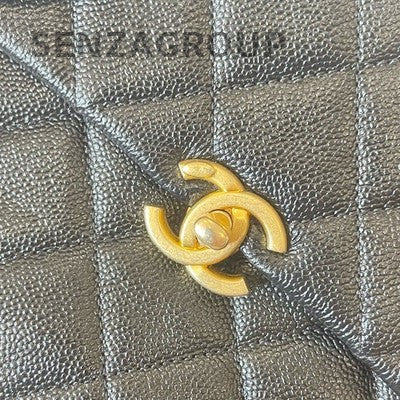 Chanel 22P Black Quilted Calfskin Backpack with Vintage Gold Hardware
