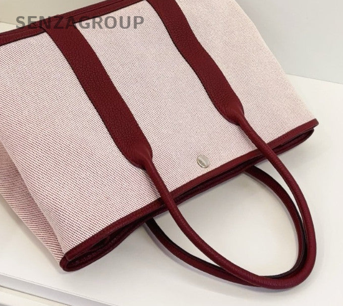 Hermes GardenParty36 Top Handle Bag Pink Red Silver Women Classic