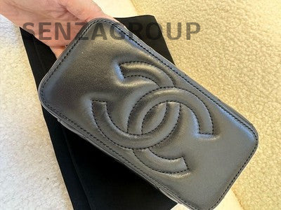 Chanel Black Gold Long Box Small Quilted Chain Shoulder Crossbody Bag