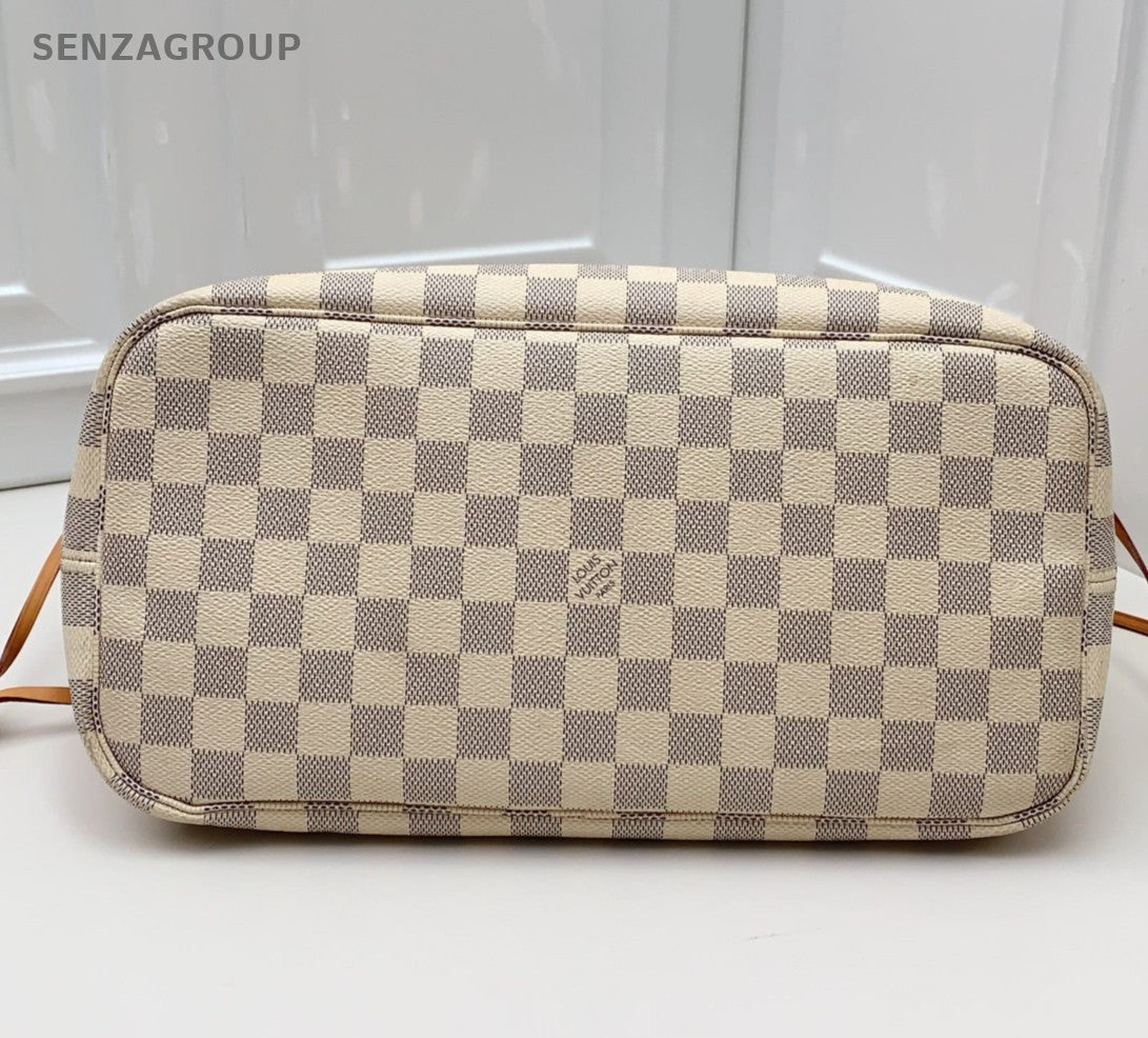 Louis Vuitton Neverfull MM Damier Shoulder Bag White Pink Gold Women Classic