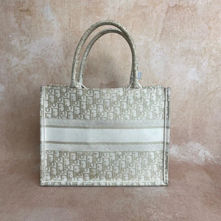 Authentic Dior Canvas Medium Book Tote Bag For Women