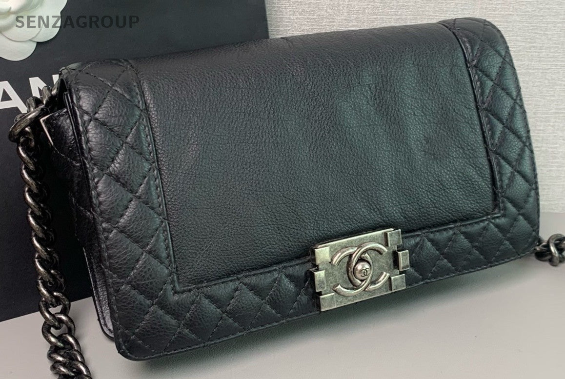 CHANEL Leboy Medium Black Silver Shoulder bag Crossbody Almost Brand NEW