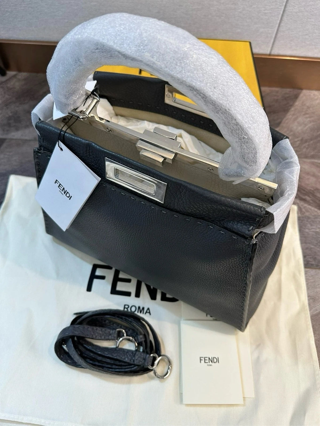 Fendi Peekaboo Medium Calfskin Handbag Shoulder Crossbody Women