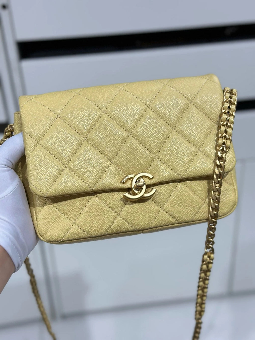 CHANEL Grained Leather Mini Flap Crossbody Bag For Women Pre-owned