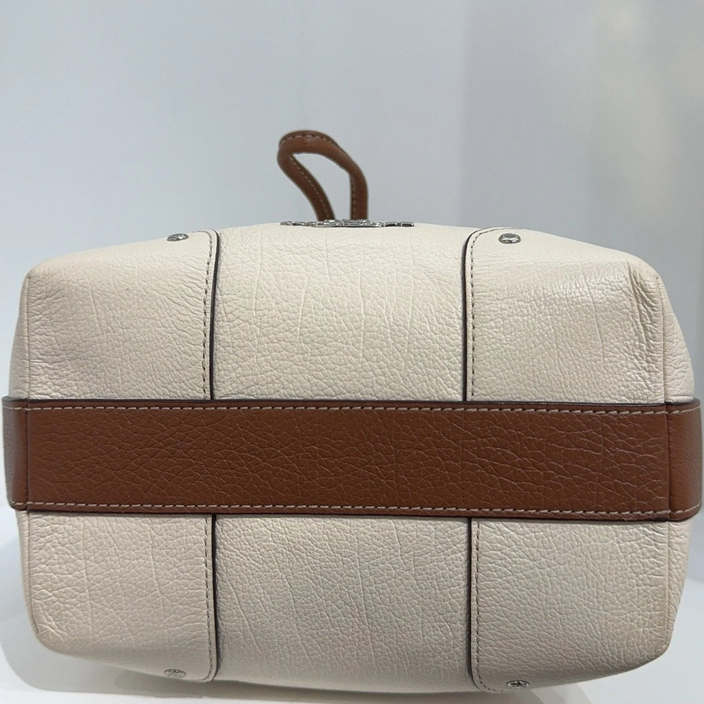 COACH White Leather Drawstring Bucket Shoulder Bag For Women