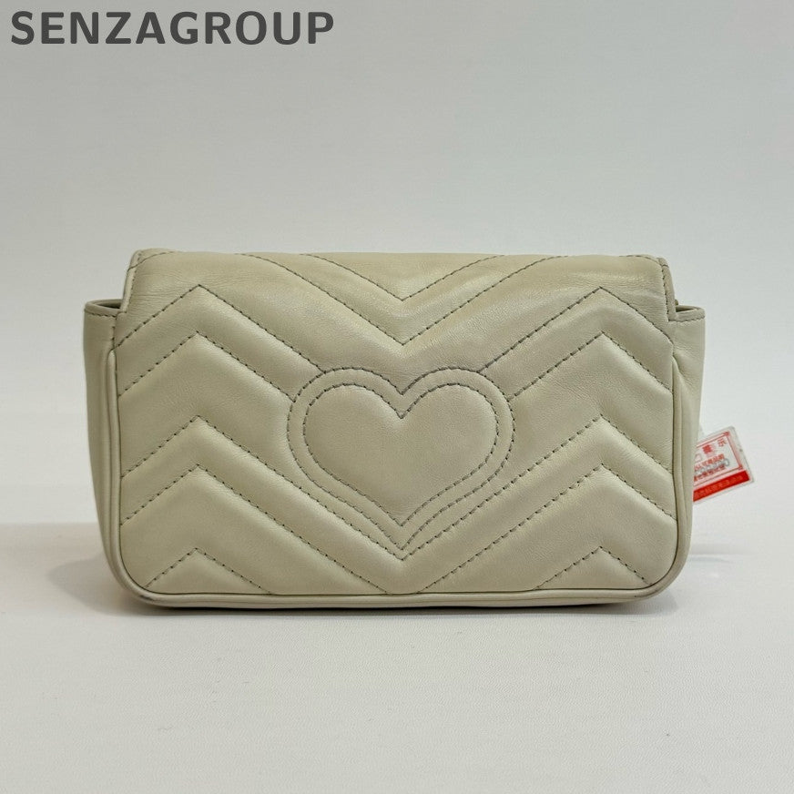 Gucci Marmont Mini Bag White Gold Chain Crossbody Shoulder Bag