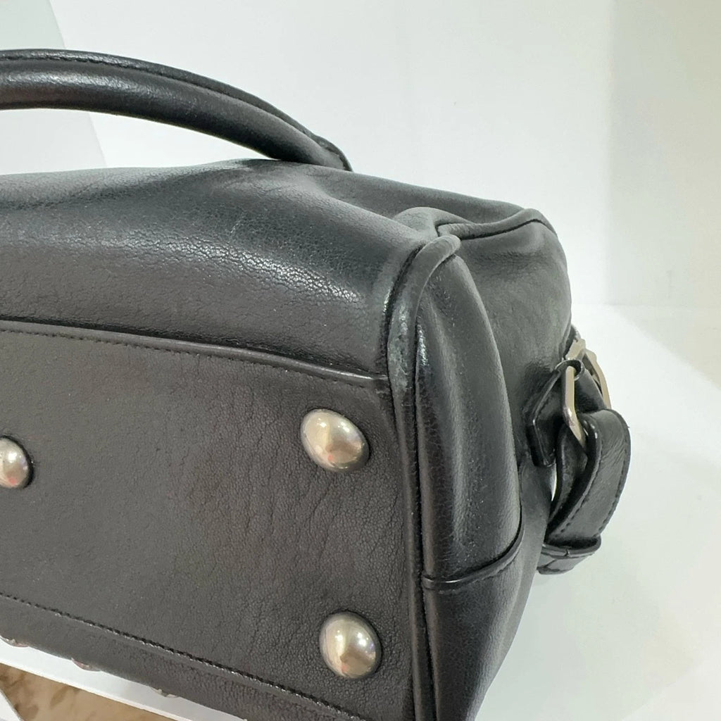 Saint Laurent Black Star Rivet Boston Soft Leather Bag For Women