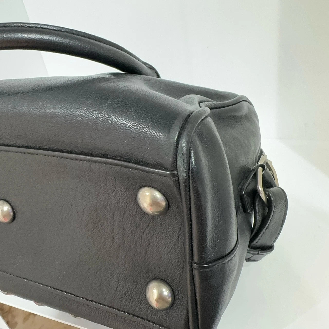 Saint Laurent Black Star Rivet Boston Soft Leather Bag For Women