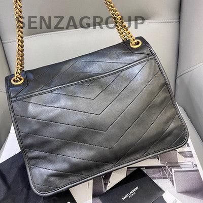 Saint Laurent YSL Niki Medium Black Gold Chain Shoulder Bag Classic