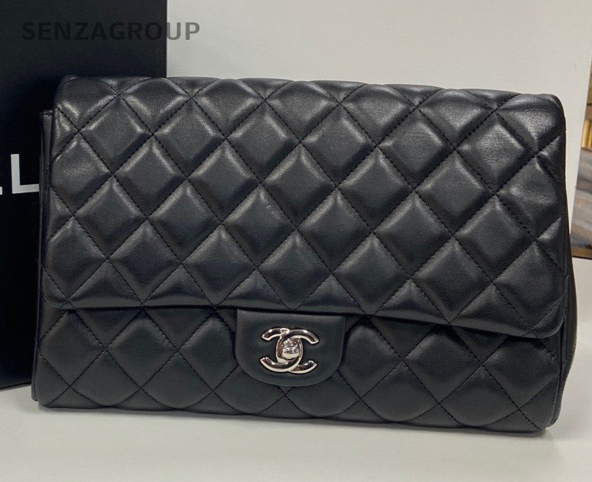 CHANEL Timeless Diamond pattern Vintage Chain Shoulder bag Black Silver Women