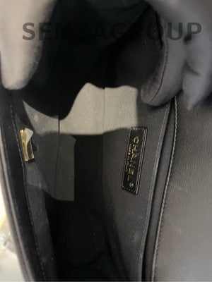 Chanel Black Caviar Leather Medium Le Boy Chain Shoulder Bag Quilted