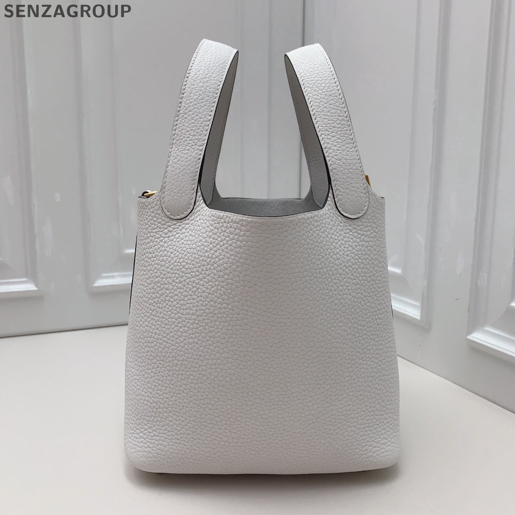 Hermes Picotin18 Top Handle Shoulder Bag White Gold Women Classic Fashion