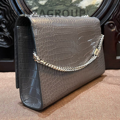 Saint Laurent Kate Medium Chain Bag with Tassel in Grey Silver