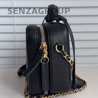 Chanel Camera Bag Black Small Chain Shoulder Crossbody Gold Button Women Fashion