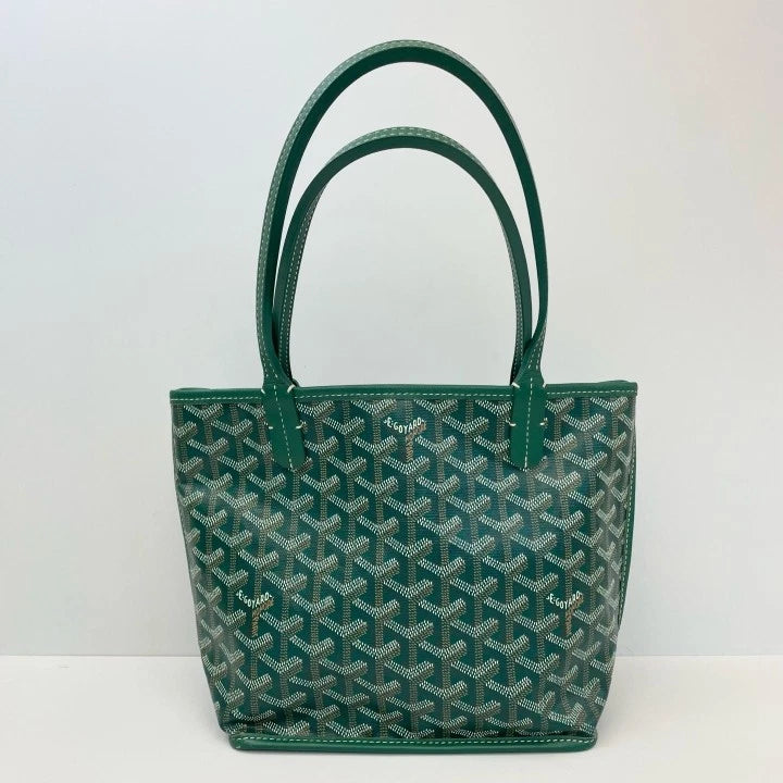 Goyard Anjou Green Mini Canvas Tote Shoulder Bag Excellent