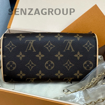 Louis Vuitton Pochette Camille Monogram Chain Shoulder Bag Brown Gold Clasp