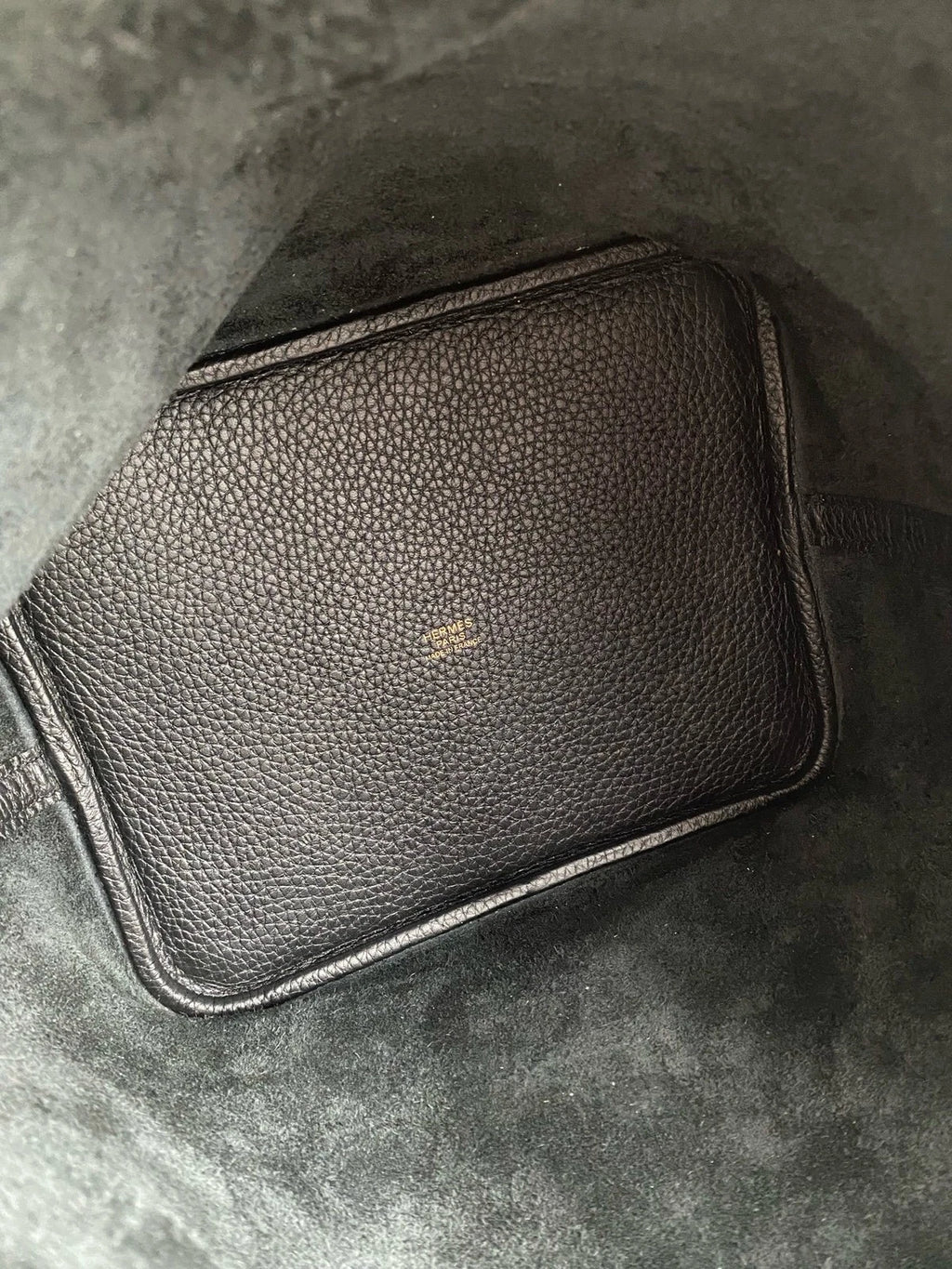 Hermes Picotin22 Black Gold Leather Bucket Bag For Women