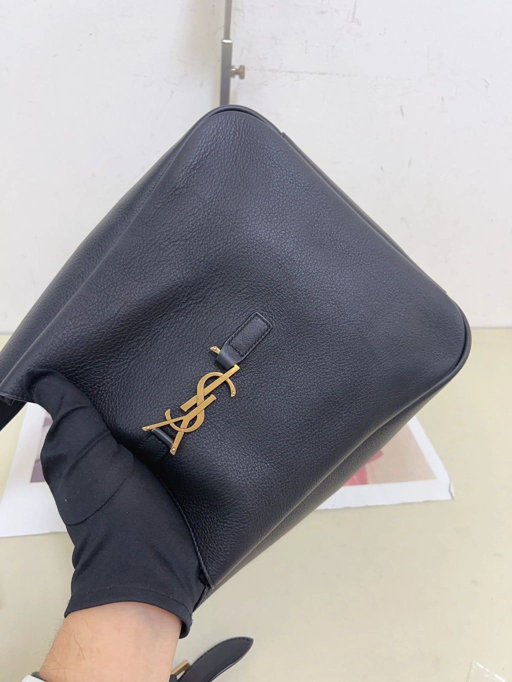 Saint Laurent Hobo PM Shoulder Bag Black Gold Women Fashion Classic
