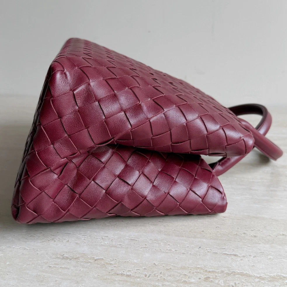 Bottega Veneta Intrecciato Leather 2Way Red Handbag Crossbody Gold Hardware