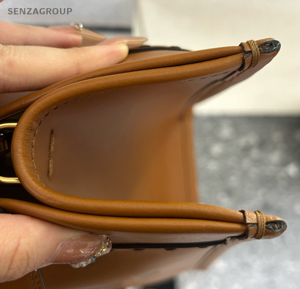 Fendi Sunshine Calfskin Tote Handbag Crossbody Brown Gold Women Classic Designer