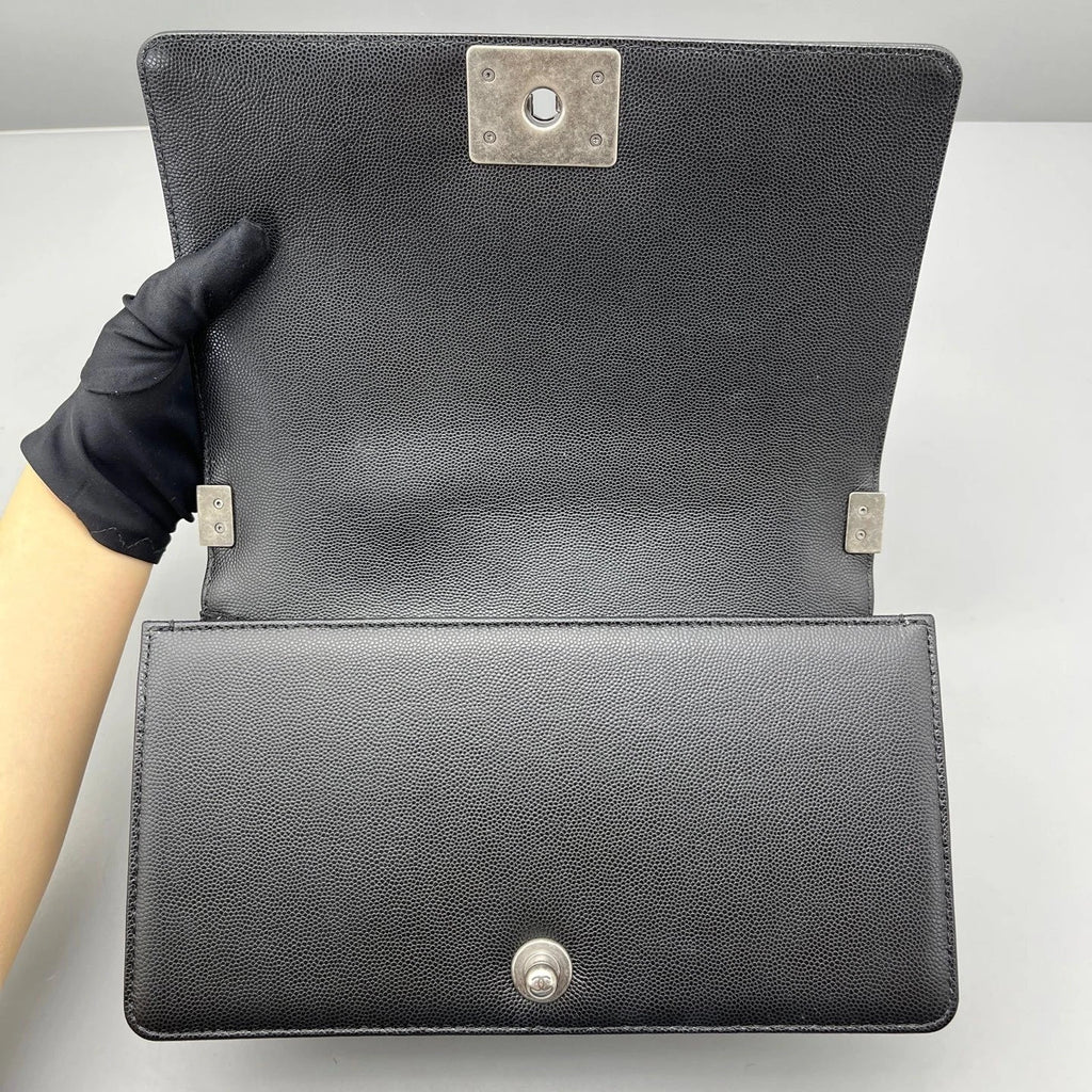CHANEL Medium Leboy Black Leather Shoulder Bag For Women