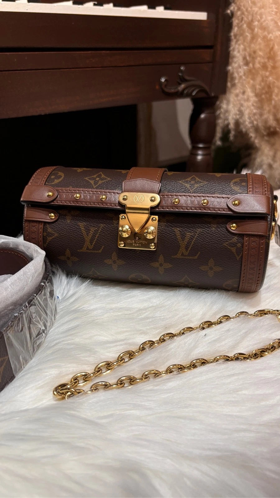 Louis Vuitton Canvas Papillon Cylinder Handbag For Women