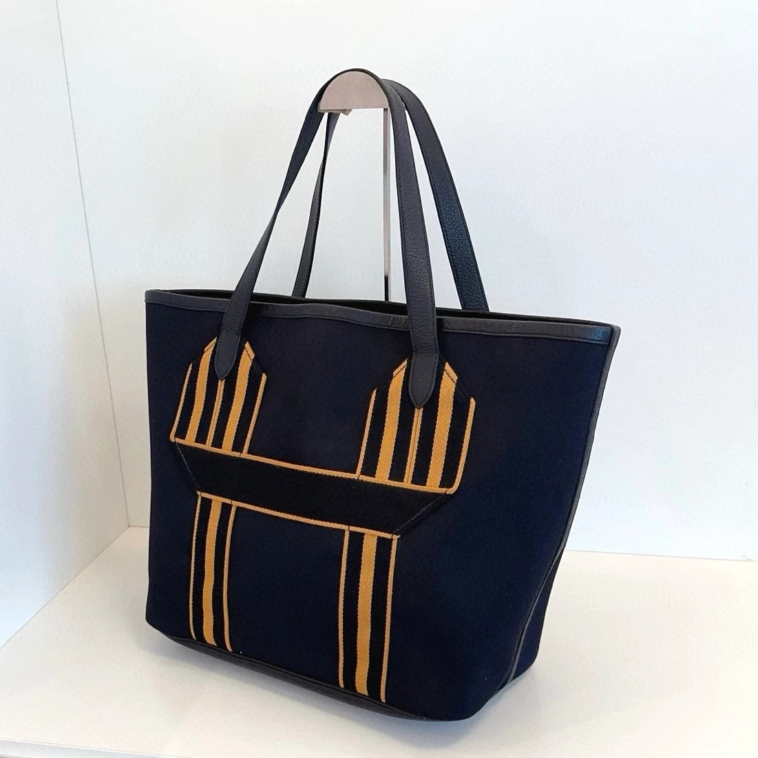 Hermes Cabas Pursangle GM Tote Top Handle Shoulder Bag Black Unisex Adults