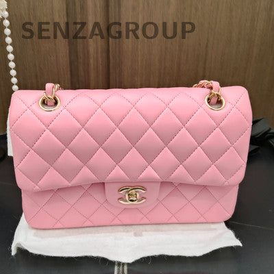Chanel Classic Flap Small Pink Gold Lambskin Quilted Chain Shoulder Bag