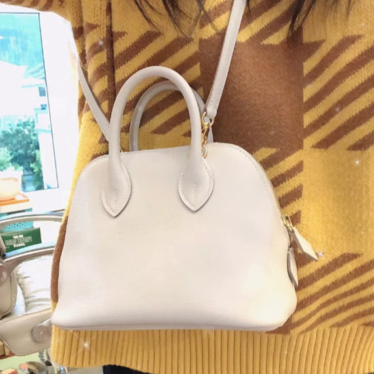 HERMES Bolide Evercolor Top Handle Crossbody Bag White Women Classic S