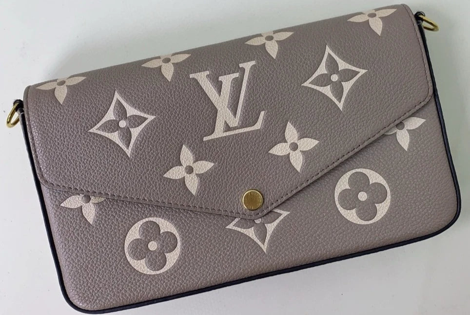 Louis Vuitton Félicie Pochette Elephant Gray Chain Strap Crossbody Bag - Pre-Owned