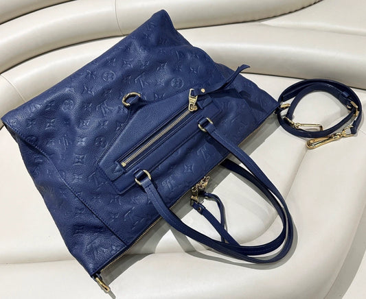 Louis Vuitton Lumineuse Monogram Empreinte Shoulder 2-Way Handbag Blue - Pre-Owned