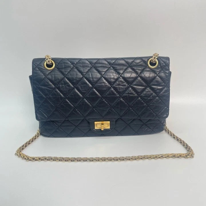 CHANEL Black 2.55 Medium Chain Shoulder Crossbody Bag For Women