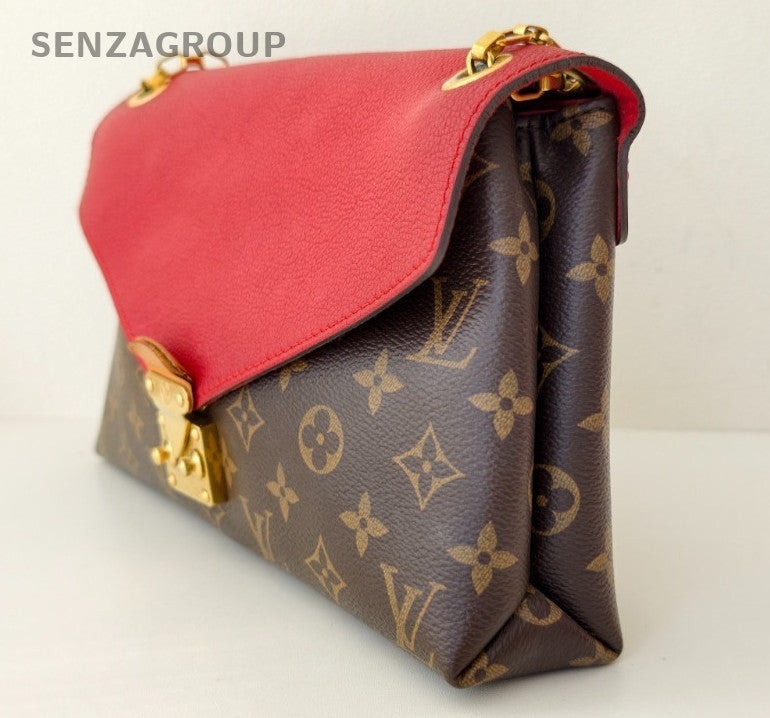 Louis Vuitton Monogram Chain 2Way Shoulder Bag Crossbody Red Brown Women Classic