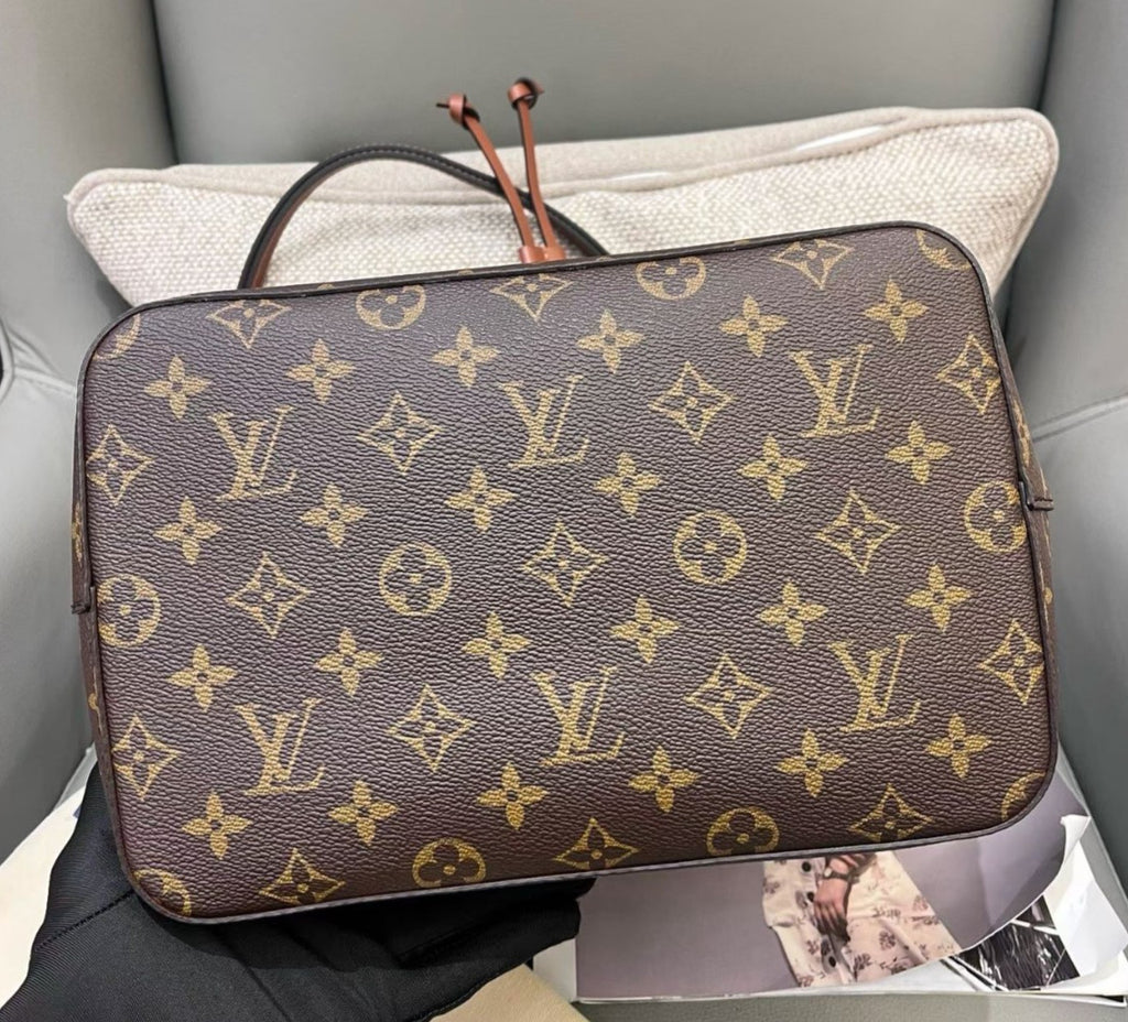 Louis Vuitton Noe Monogram Bucket Shoulder Bag Crossbody Brown Gold Women