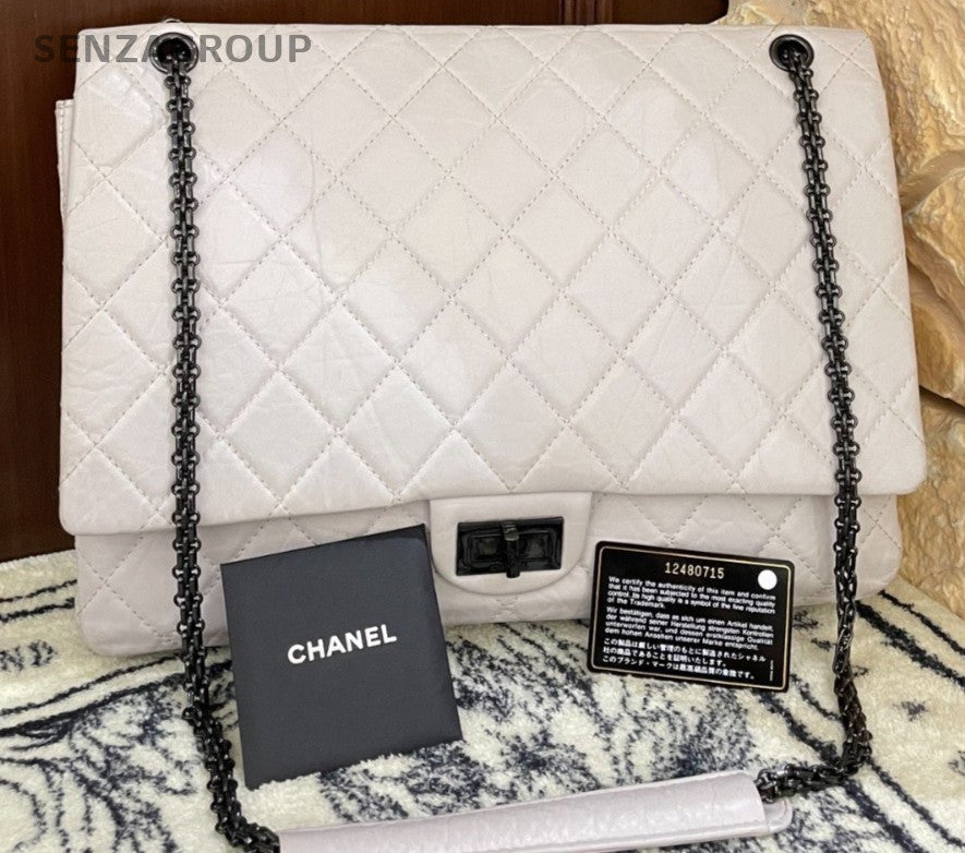 Chanel Calfskin Mini Chain Shoulder Bag White Black Diamond Women Classic