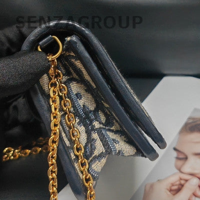 Dior Montaigne Nano Monogram Chain Shoulder Bag Black Gold Women's