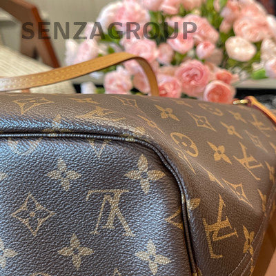 Louis Vuitton Neverfull MM Monogram Tote Bag Brown Classic Women's