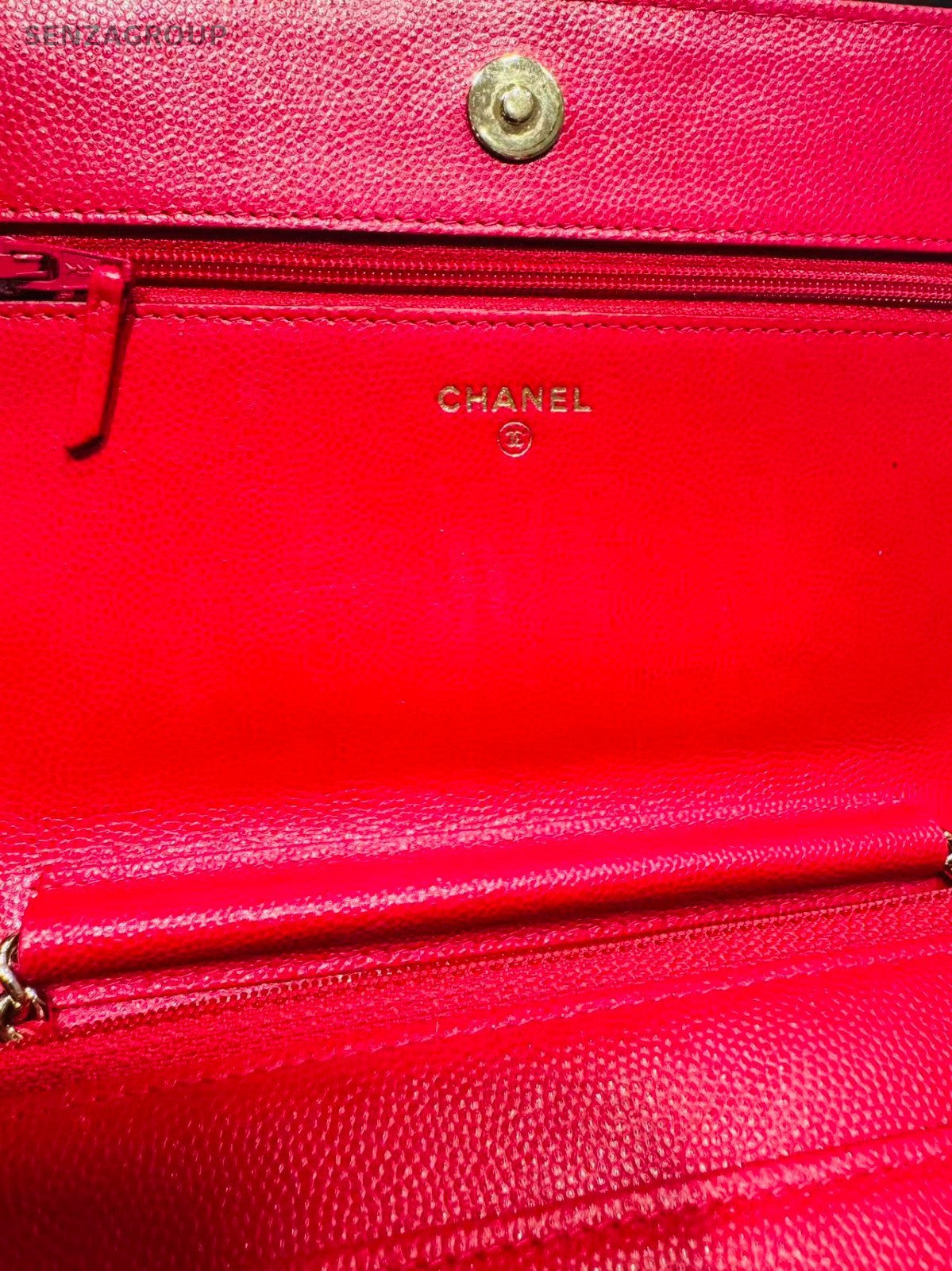 CHANEL Woc Diamond pattern Calfskin Chain Shoulder bag Women Peach Pink Gold