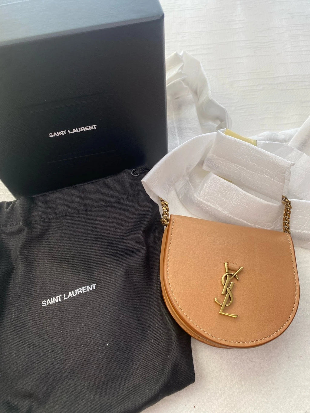 Saint Laurent Beige Leather Mini Crossbody Bag For Women